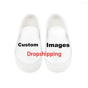 Sapatos casuais onde o Lestart personalizou sua própria imagem Mulher Slip On Flats Sneakers de outono respirável da primavera Drop