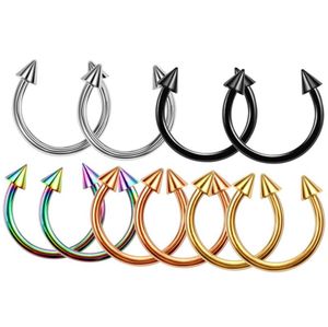 10pcs/lot Steel Ear Helix Piercings Eyebrow lage Nipple Nose Septum Lip Captive Hoop Rings Tongue Earring Piercings Jewelry7884883