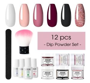 Nagel -Dip -Pulver -Pinsel -Set Dip Französisch Glitzer Schilling Nails Manicure Kit Verschiedene langlebige Farben5546083