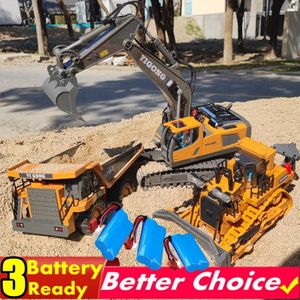 4WD Дети с дистанционным управлением экскаватор RC Car Alloy Sump Truck Bulldozer Engineering Off Road 4x4 Than Boy Girl Toy Kids Gift 240329