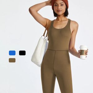 Back Cross Sports Jumpsuits Women S Bodysuits с подушками с высоким эластичным йогой Dompers Мягкая дышащая спортивная одежда S-XL 240329