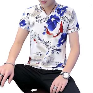 2023 Summer Fashion Märke Slimming stora mäns kortärmade blommor t-shirt herrar ganska lösa topp sommarklänning