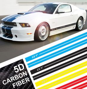 Carbon Fiber Car Wrap Stickers GT Logo Car Side Stripe Racing Sport Car Body Stickers and Decals For Mustang5351381