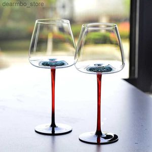 Copos de vinho 2pcs nórdicos moça de cristal preto gravata borda Burundy Wine Lass Potbelly Rape French Turquesa Red Rod Oblet