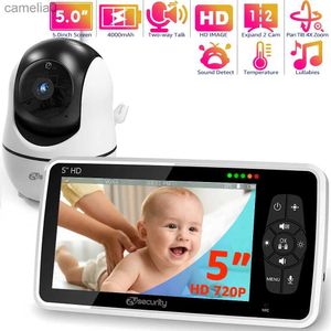 Monitores de bebê Video Baby Monitor com câmera e áudio pan inclinada tilt zoom câmera de bebê temperatura de chamada bidirecional e alimentação de visão noturna remotac240412