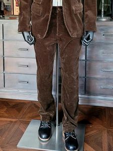 Men's Pants Amei Khaki Style Retro Cotton Brown Corduroy Straight Cargo Casual Good Quality