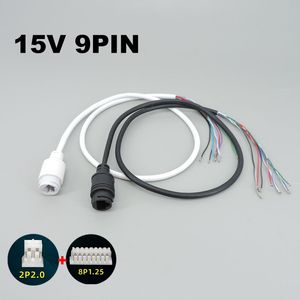 15 V 9Pin 9 Core RJ45 Netzwerkkabel POE-Netzwerkanschluss Drahtleiste Ein-endete POE-Kabel für IP-Kamera-CCTV-Überwachung Weiß Schwarz