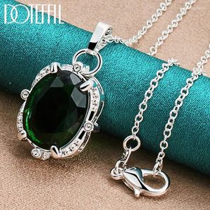 Hängen 925 Sterling Silver Green Zircon Pendant Halsband 16-30 tum kedja för kvinna Fashion Wedding Party Charm smycken