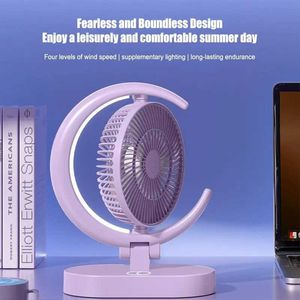 Elektriska fans Ny Electric Mini -fläkt USB -laddning Silent Desktop Led Light Fan Strong Wind 3 Speed ​​Justerable Lämplig för hemmakontorsskolan