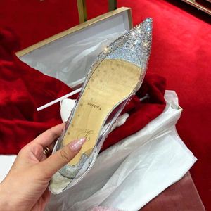 Scarpe casual Spring Flat Woman Pvc Pumpe trasparenti Pumpe a cristallo più leggero Diamond Diamond Ricevi di tallone nascosto