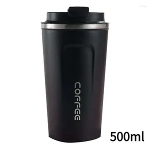 Vattenflaskor 400/500 ml rostfritt stål Kaffe isolerad kopp med locksvakuumflaskmjölksaft gåva