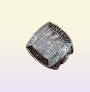 USA STORLEK 8 till 14 Factory Wholesale Price 2019 Silver Fantasy Football Ship Ring With Wood Display Box för fans 4158624