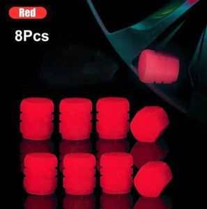 8PCSSET New Luminous Car Tire Valve Caps Wheel Tire Rim Stemカバーオートオートバイの自転車キャップのための防塵防水