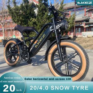 Bikes Ride-Ons Electric bicycle 750W 48V 13AH disc brake mountain electric bicycle 20-inch fat tire beach snow electric bicycle adult bicycle L47