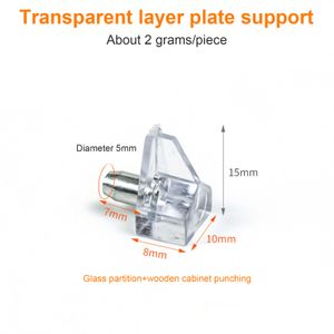 20st Transparenta hyllkängar Pinnar Plastlaminat Support Skåp Garderobshyllor Glasplatta Support Möbler Hårdvara