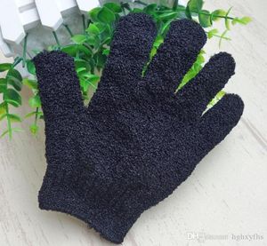 Color Black Peeling Glove Scrubber Five Fingers Exfoliating Tan Removal Bath Mitts Paddy Soft Fiber Massage Bath Glove Cleaner1806260