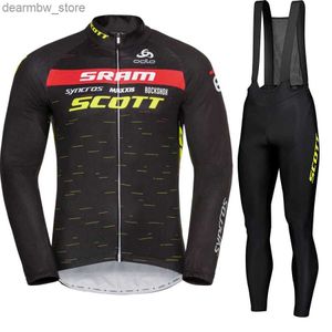 Radsporttrikot Set Scott MTB Cycling Wear Set Long Mens Jersey Bib Autumn Man Maillot G Fahrrad Kleidung Outfit Skinuit Seve Kleidung Herbst L48