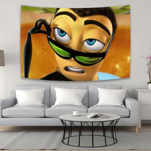 Barry Bensons Bee Movie Meme Tapestry Art Wall Hanging Living Room Decor Craftsmandala Dekorativ tunn filt Yoga