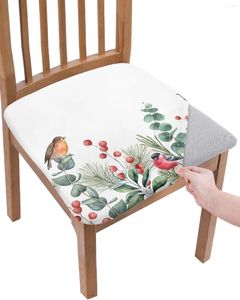 Крышка стулья рождественские эвкалиптовые ягоды Robin Seat Seat Cushion Streenge Cover Cover Covercovers для дома El Banquet Living Room