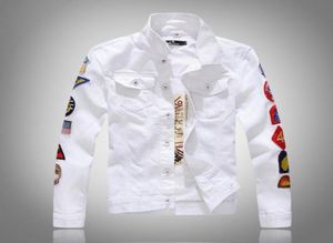 Giacche Men039s giacca hip hop jeans cappotto bombardiere Homme streetwear in stile punk maschile di colore verde bianco giunte 2504846829
