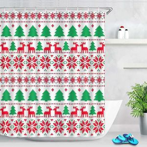 Shower Curtains Christmas Tree Elk Bathroom Curtain Snowflake Partition Waterproof Polyester Decoration