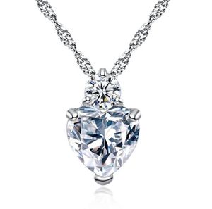 Yhamni Heart Pendant Necklace 925 Sterling Silver Women Necklaces Wedding Diamond Crystal Collares Colar Jewerly xn299024392