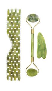 Jade Roller Scraping Set Skin Massager med ögonmask Antiaging 100 Natural Jade Face Neck Beauty Cycle för att gå ner i vikt Jllklw4304925