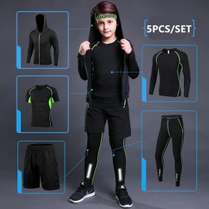 Sets 2024 Kids Sports Running Set Männer Jogging Basketball Unterwäsche Sportswear Fitnessstrumpfhosen atmungsaktiven Fußballtracksanzug -Trainingskleidung