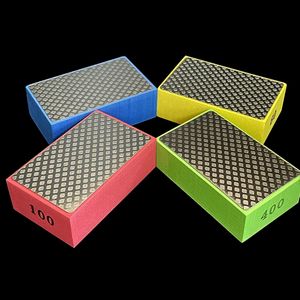 4x Diamond Hand Polishing Pads for Sanding Glass Stone Ceramic Tile Remove for Sharp Grinding Grit 60# 100# 200# 40