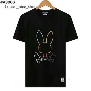 Physcho Bunny Rabbit Shirt Mens Homme Camisa Masculina Men Designer Chemise Homme Skull Top Quality Crazy Short Rleeves koszulki Psychologiczne królik 804
