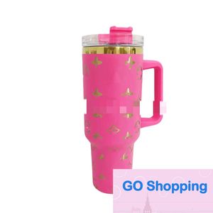 High-end Cross-Border New Arrival 304 Tie-Dye Printing Stainless Steel Double Layer Heat and Cold Insulation Cup 2 Generation 40Oz Handle Large Ice Cups