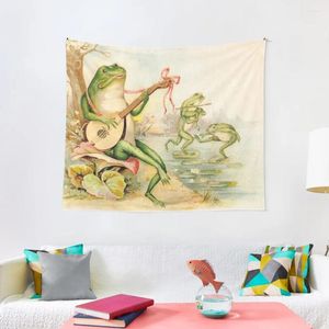 Taquestres Frog Bumesting: Vintage Abstract Entertainment Print Tapestry Wall Holding Holiday Decorações de Natal