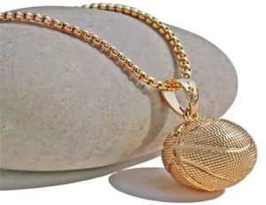 Colar de pingente de basquete Gold de aço inoxidável colar de aço masculino Menm homens esportam joias de hip hop de brasão de futebol amantes de futebol presente6967010