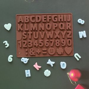 シリコンチョコレート型26レター番号チョコレートベーキングツールノンスティックシリコンケーキ型ゼリー3Dキャンディー金型DIYデジタル型