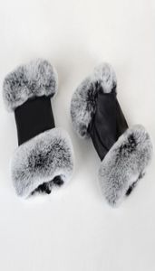 2022 Outdoor autumn and winter women039s sheepskin gloves Rex rabbit fur mouth halfcut computer typing foreign trade leather c5961679