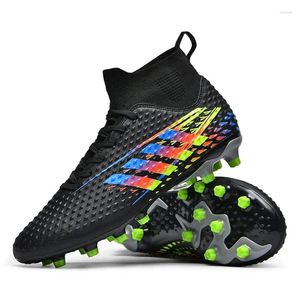 Sapatos de futebol americano Men Long Spike Boots Futsal Soccer Non Slip Kids Kids High Cleats Profissional Grass Training Sneakers