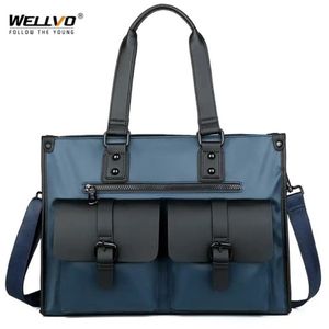 Män oxford portfölj manlig affär casual handväskor bärbara väskor dokument lagring väska mode axel svart blå xa901zc 220125256n