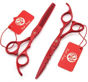 508 55039039 Toppklass Röd frisörsax JP 440C 62HRC Home Salon Barbers Cutting saxen tunnare sax hår 3870480