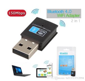 Mini Bluetooth 40 Adapter USB Dodaj 24G WiFi 150 Mbps bezprzewodowy 80211NGB Karta sieciowa dla systemów systemowych systemów Android w systemie Windows9584494