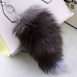 Cute Wolf Fox Tail Fake Fur Car Keychains For Women Men Pompom Pendant Key Ring Holder Fluffy Keychain Accessories