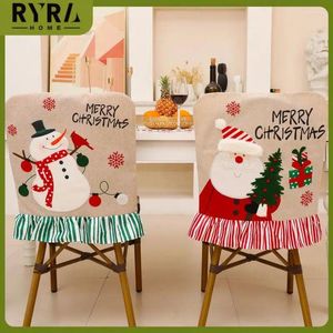 Stol täcker jul icke-vävd middagsbord hatt tillbaka glada dekorationer för hemdekorationstillbehör gåvor
