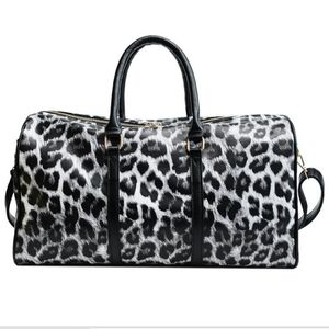 Totes Bag Women Pu Leopard Printing Designer Handväskor 44 cm transparent bagageduffle Bag255C