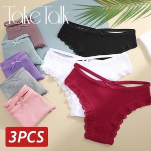 Kvinnors trosor Sexig spets bomullsbrasiliansk ihålig uthyrning av underkläder kvinnliga andningsbara mjuka intimat underkläder S-XL