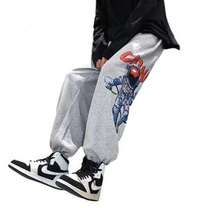 Printed Pants for Men's Instagram Trendy Brand Ruffian and Handsome Hoodie Pants, Loose High Street Casual Sports Pants Trendy