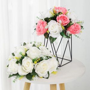 Decorative Flowers 1PC Wedding Large Artificial Flower Balls Silk Floral Bouquet Fake Rose Ball Home Decor Centerpieces