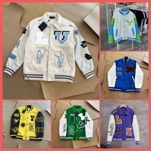 Letterman L Vintage Bomber Coats 11 Letter Brodery Autumn Men Baseball Jackets Hip Hop Loose Varsity Fashion Winter Keep Warm Off White L2X9