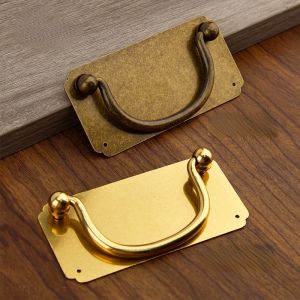 New Chinese Style Brass Vintage Furniture Handles Gold Vintage Handles for Cabinets and Drawers Curved Handles for Cabinets