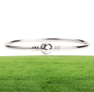 Sterling Silver Women Bangle With Original Box Fashion Mens Armbands logotyp Stamped For Beads Armband European Charms3429387