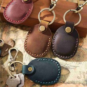 Key Rings For Airtags Protective Case Luxury Retro Leather Keychain For Iphone Anti-lost Anti-rubbing Tracker Locator Device Accessories 240412