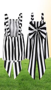 Çocuk Tasarımcı Giysileri 2021 Yaz Bebek Kız Kıyafetleri Kız Setleri Ekose Giyim Osterstraps Yay Stripe Üst Uzun Pantolon Çocuk Out3662919